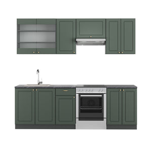 Vicco Cucina componibile Verde-oro Country House/Antracite 240 cm senza piano di lavoro