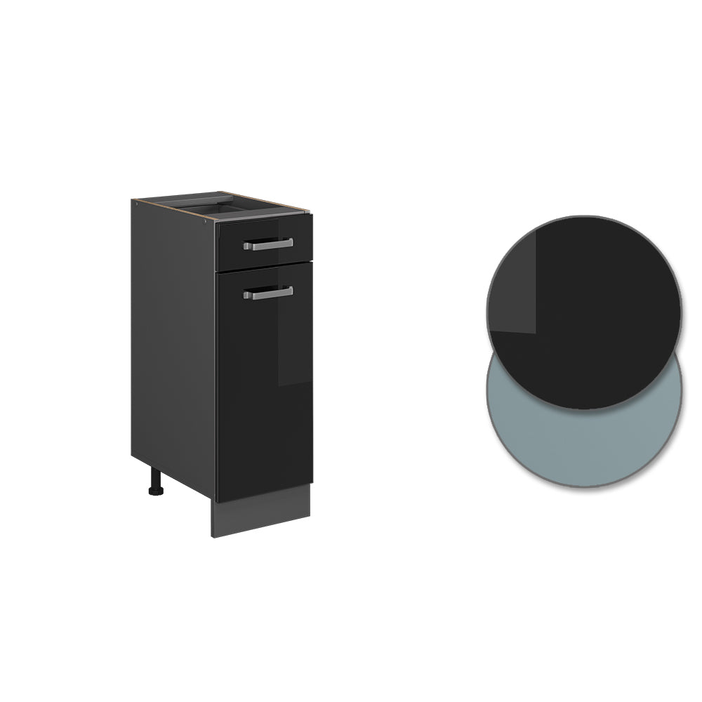 Vicco Mobiletto base per cucina Nero lucido 30 cm , PL Rovere