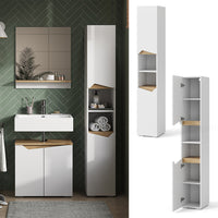 Vicco Armadio per il bagno Bianco 30 x 180 cm con ante e vani a giorno