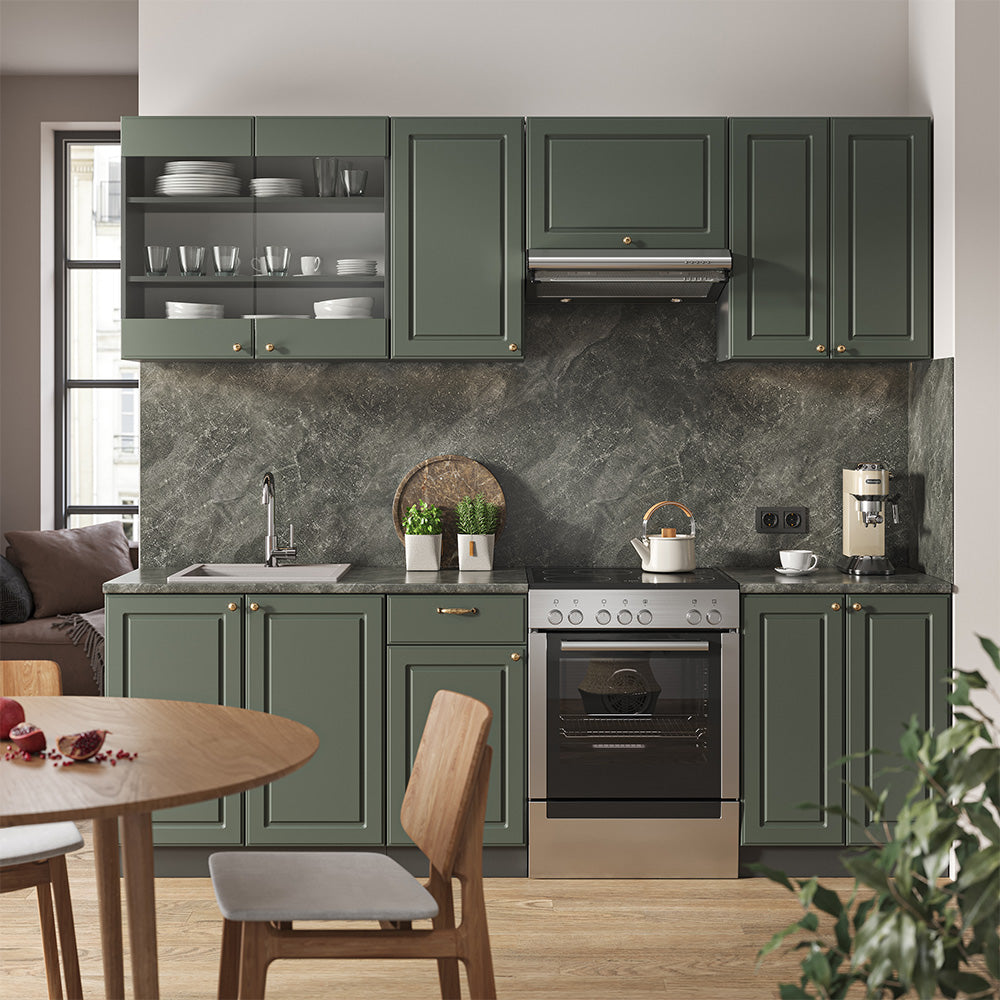 Vicco Cucina componibile Verde-oro Country House/Antracite 240 cm , PL Marmo