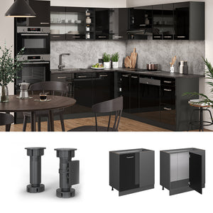 Vicco Mobile ad angolo cucina Nero lucido 86 cm , PL Antracite