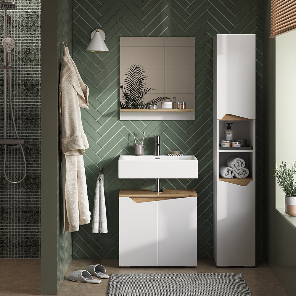 Vicco Armadio per il bagno Bianco 30 x 180 cm con ante e vani a giorno