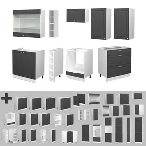 Vicco Cucina componibile Antracite-Oro/Bianco 235 cm , PL Rovere