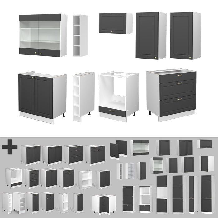 Vicco Cucina componibile Antracite-Oro/Bianco 235 cm , PL Antracite