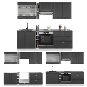 Vicco Cucina componibile Antracite-Oro/Bianco 235 cm , PL Rovere