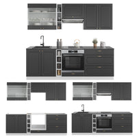 Vicco Cucina componibile Antracite-Oro/Bianco 235 cm senza piano di lavoro