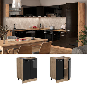 Vicco Mobiletto base cucina Nero lucido 60 cm senza piano di lavoro