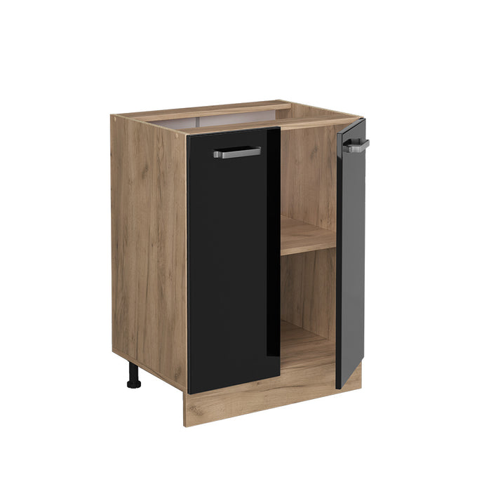 Vicco Mobiletto base cucina Nero lucido 60 cm senza piano di lavoro