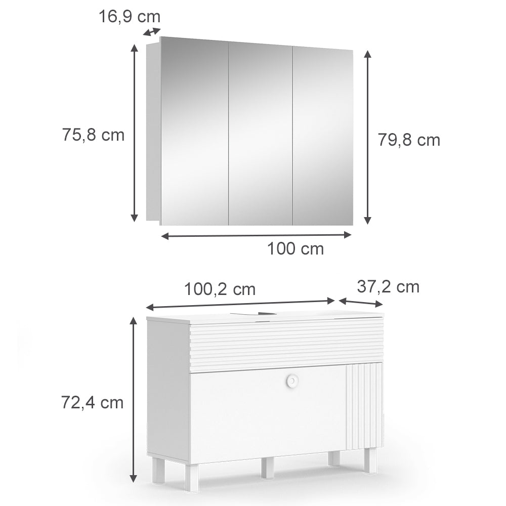 Vicco Set di mobili da bagno Bianco 2 parti