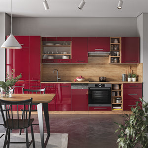 Vicco Cucina componibile Bordeaux lucido/rovere dorato 355 cm , PL Rovere