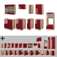 Vicco Cucina componibile Bordeaux lucido/rovere dorato 280 cm , PL Antracite