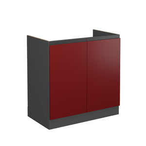 Vicco Mobile lavello cucina Rosso 80 cm Forma a J, senza piano di lavoro