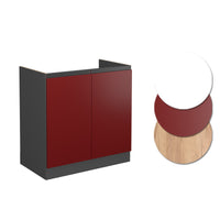Vicco Mobile lavello cucina Rosso 80 cm Forma a J, senza piano di lavoro