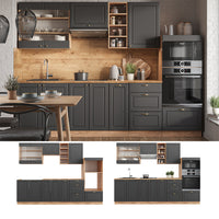 Vicco Cucina componibile Antracite Country House/oro Kraft Oak 280 cm , PL Rovere