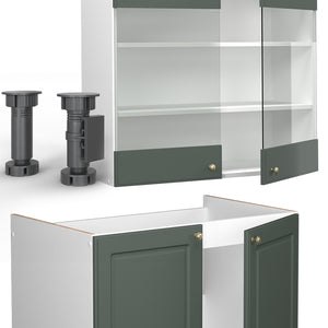 Vicco Cucina componibile Verde-oro Country House/Bianco 200 cm , PL Marmo