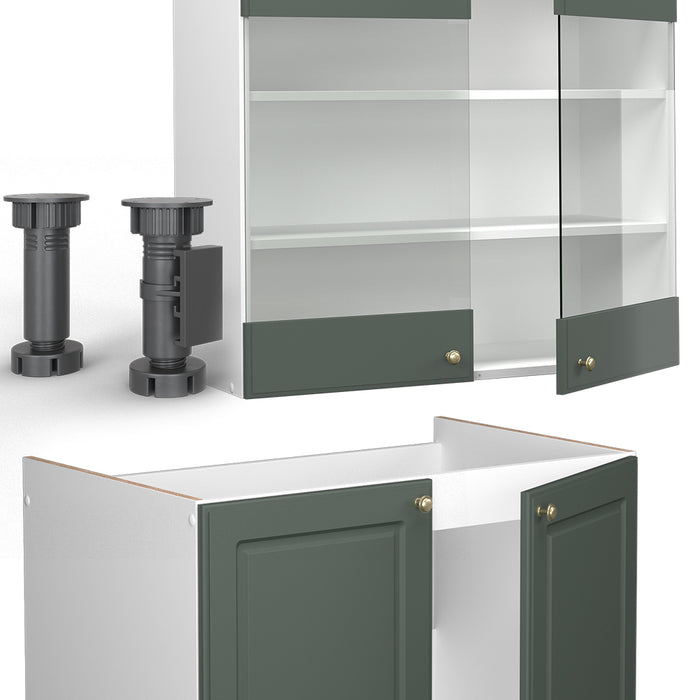 Vicco Cucina componibile Verde-oro Country House/Bianco 200 cm , PL Marmo