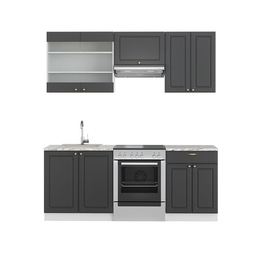 Vicco Cucina componibile Antracite-oro 200 cm senza piano di lavoro