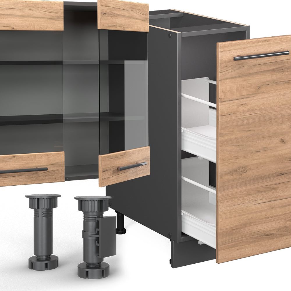 Vicco Cucina componibile Quercia dorata/antracite 280 cm , PL Rovere