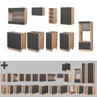 Vicco Cucina componibile Antracite Country House/oro Kraft Oak 280 cm senza piano di lavoro
