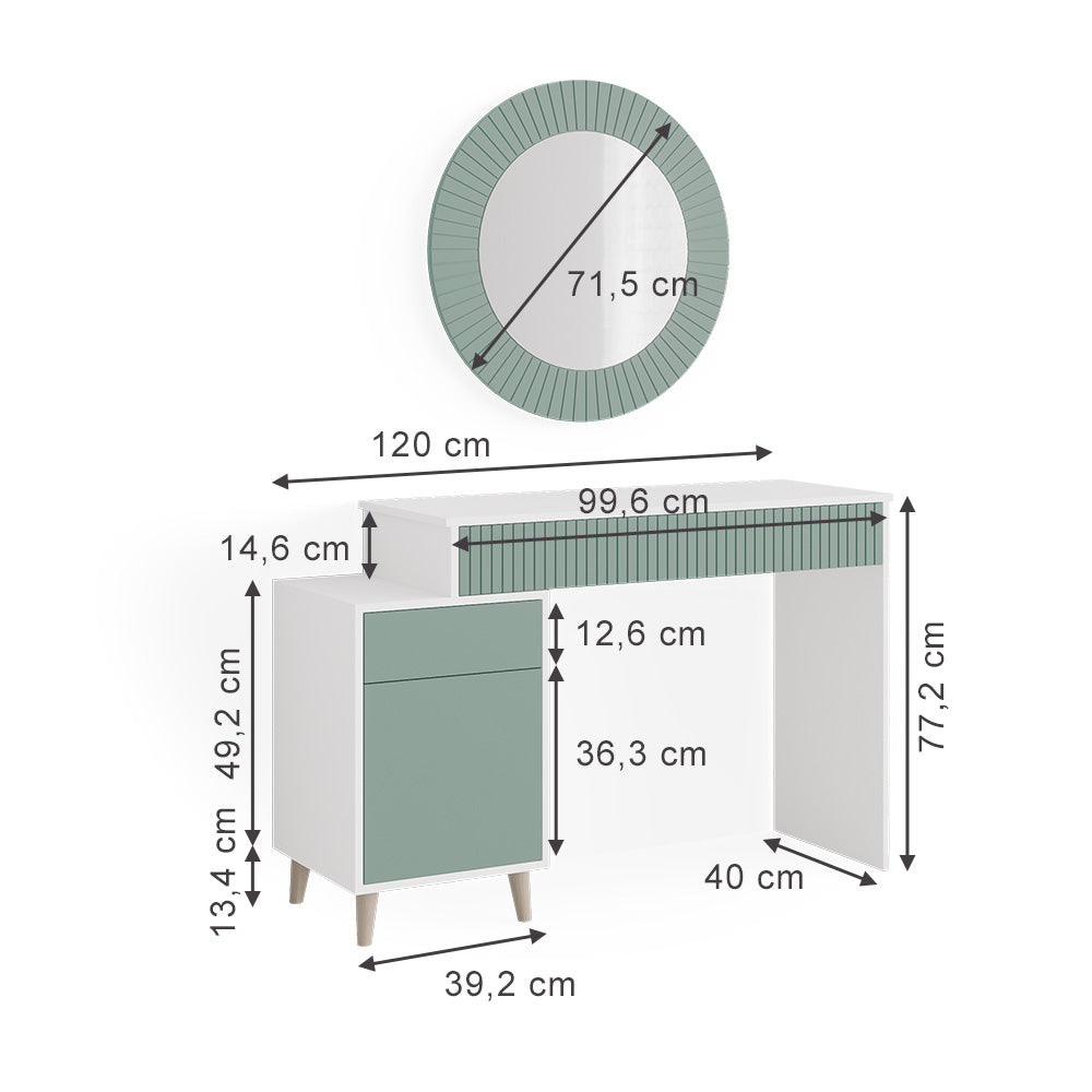 Vicco Tavolo da toeletta Verde 120 cm