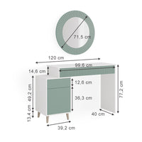 Vicco Tavolo da toeletta Verde 120 cm