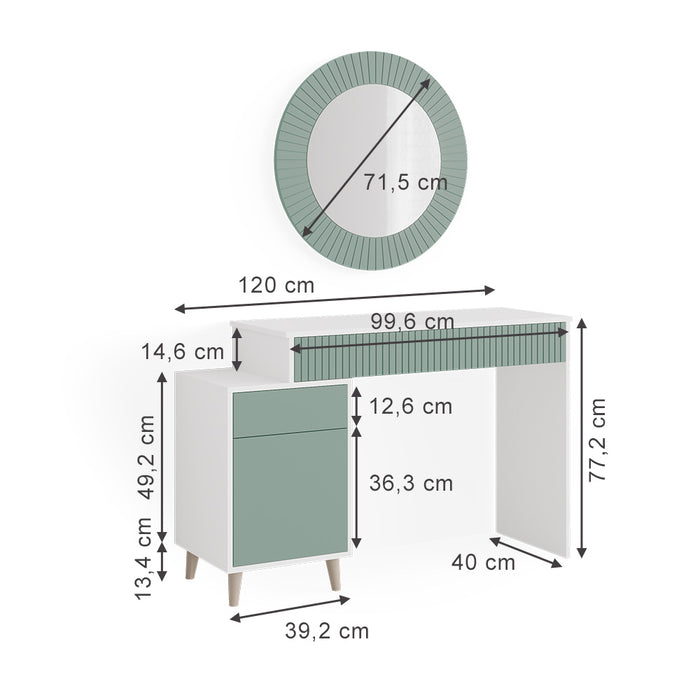 Vicco Tavolo da toeletta Verde 120 cm