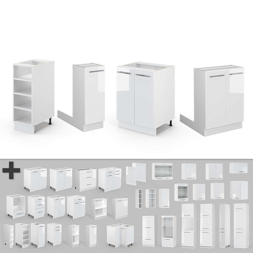 Vicco Isola cucina Bianco lucido/bianco 90 cm senza piano di lavoro