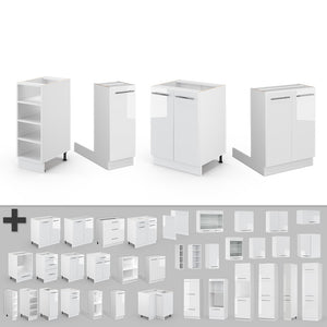 Vicco Isola cucina Bianco lucido/bianco 90 cm senza piano di lavoro