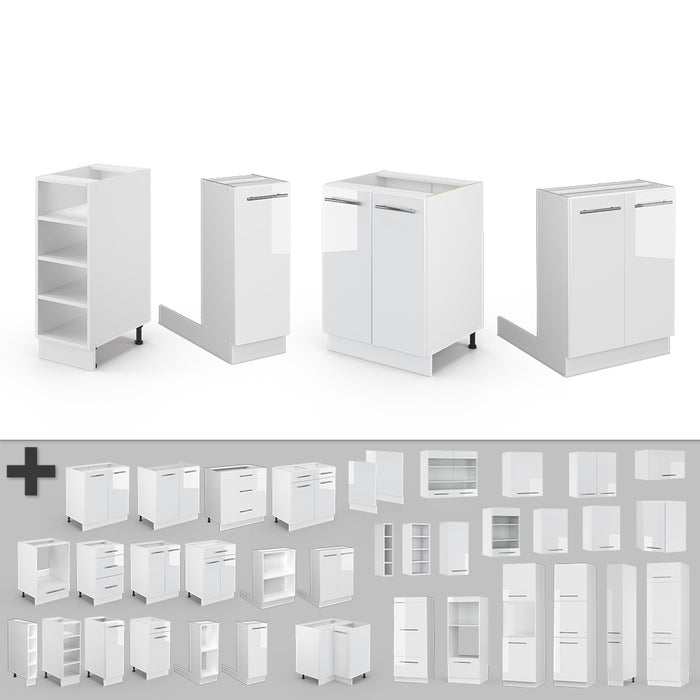 Vicco Isola cucina Bianco lucido/bianco 90 cm senza piano di lavoro