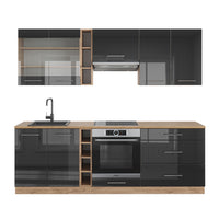 Vicco Cucina componibile Antracite lucido/oro power oak 235 cm , PL Rovere