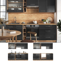 Vicco Cucina componibile Antracite lucido/oro power oak 235 cm , PL Marmo