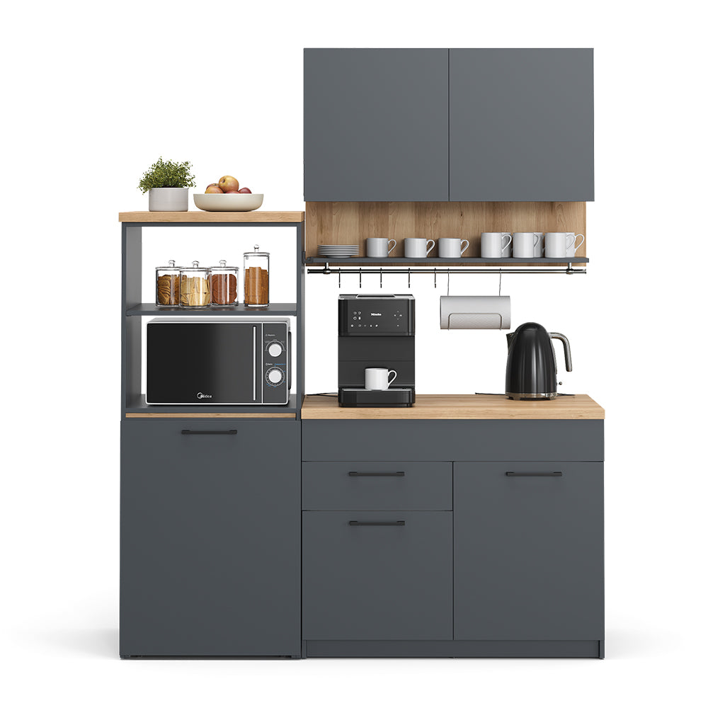 Vicco Cucina singola Antracite 160 cm con tavolo allungabile con striscia LED