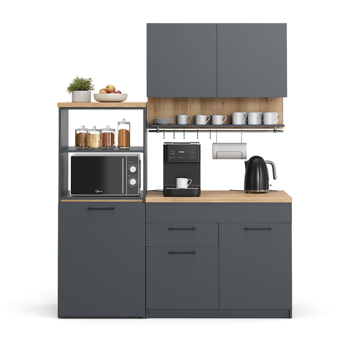 Vicco Cucina singola Antracite 160 cm con tavolo allungabile con striscia LED