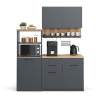 Vicco Cucina singola Antracite 160 cm con tavolo allungabile