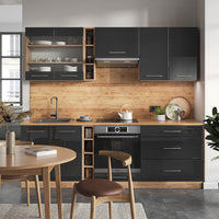 Vicco Cucina componibile Antracite lucido/oro power oak 235 cm , PL Marmo