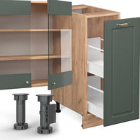 Vicco Cucina componibile Quercia verde-oro Country/oro Power 280 cm , PL Marmo