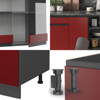 Vicco Cucina componibile Rosso/antracite 240 cm , PL Rovere