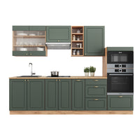 Vicco Cucina componibile Quercia verde-oro Country/oro Power 280 cm , PL Marmo
