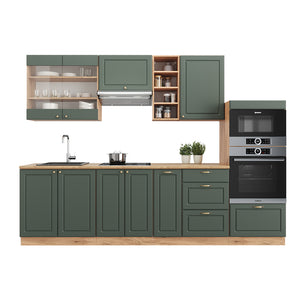 Vicco Cucina componibile Quercia verde-oro Country/oro Power 280 cm senza piano di lavoro