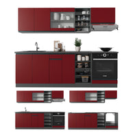 Vicco Cucina componibile Rosso/antracite 240 cm , PL Antracite