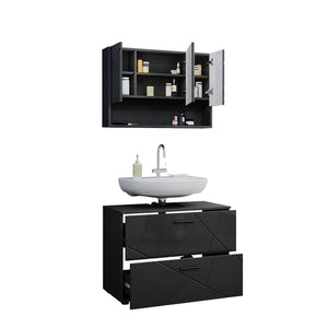 Vicco Set mobili bagno Antracite lucido 2 parti, mobile base 80 cm