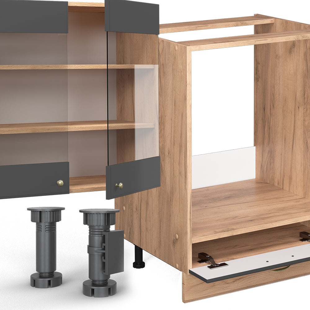 Vicco Cucina componibile Antracite Country House/oro Kraft Oak 355 cm senza piano di lavoro