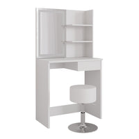 Vicco Tavolo da toeletta Bianco 75 cm con specchio LED e sgabello