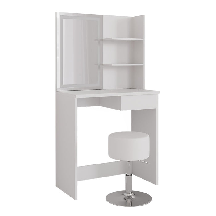 Vicco Tavolo da toeletta Bianco 75 cm con specchio LED e sgabello