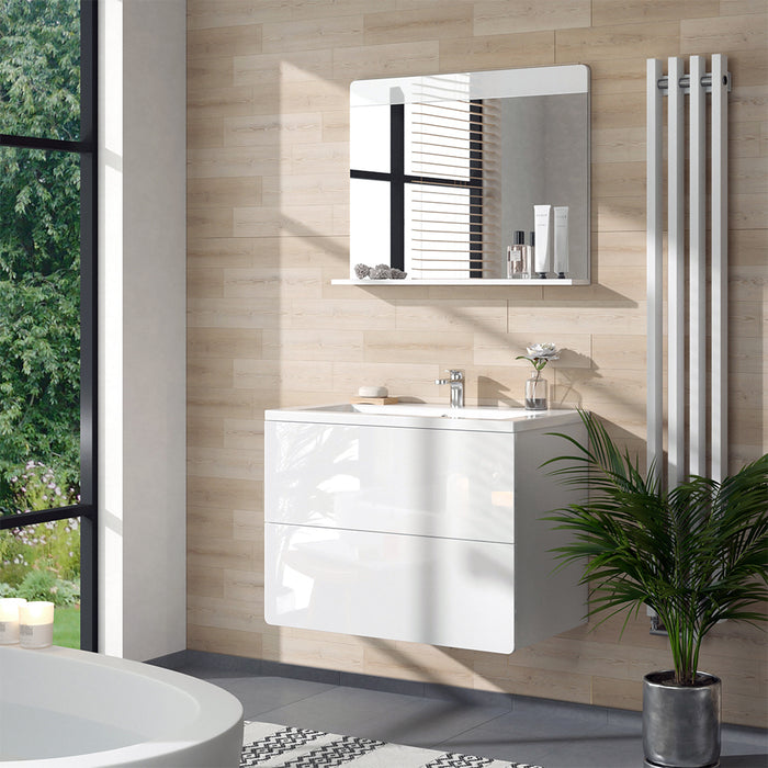Vicco Specchio bagno Bianco lucido 80.1 x 62 cm con ripiano