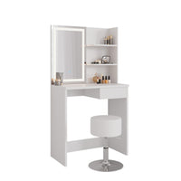 Vicco Tavolo da toeletta Bianco 75 cm con specchio LED e sgabello