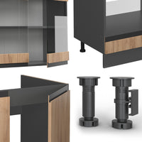 Vicco Cucina angolare completa Quercia dorata 257 x 60 cm Forma a J, senza piano di lavoro