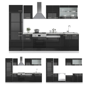 Vicco Cucina componibile Nero lucido/bianco 300 cm , PL Antracite