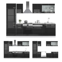 Vicco Cucina componibile Nero lucido 300 cm , PL Marmo