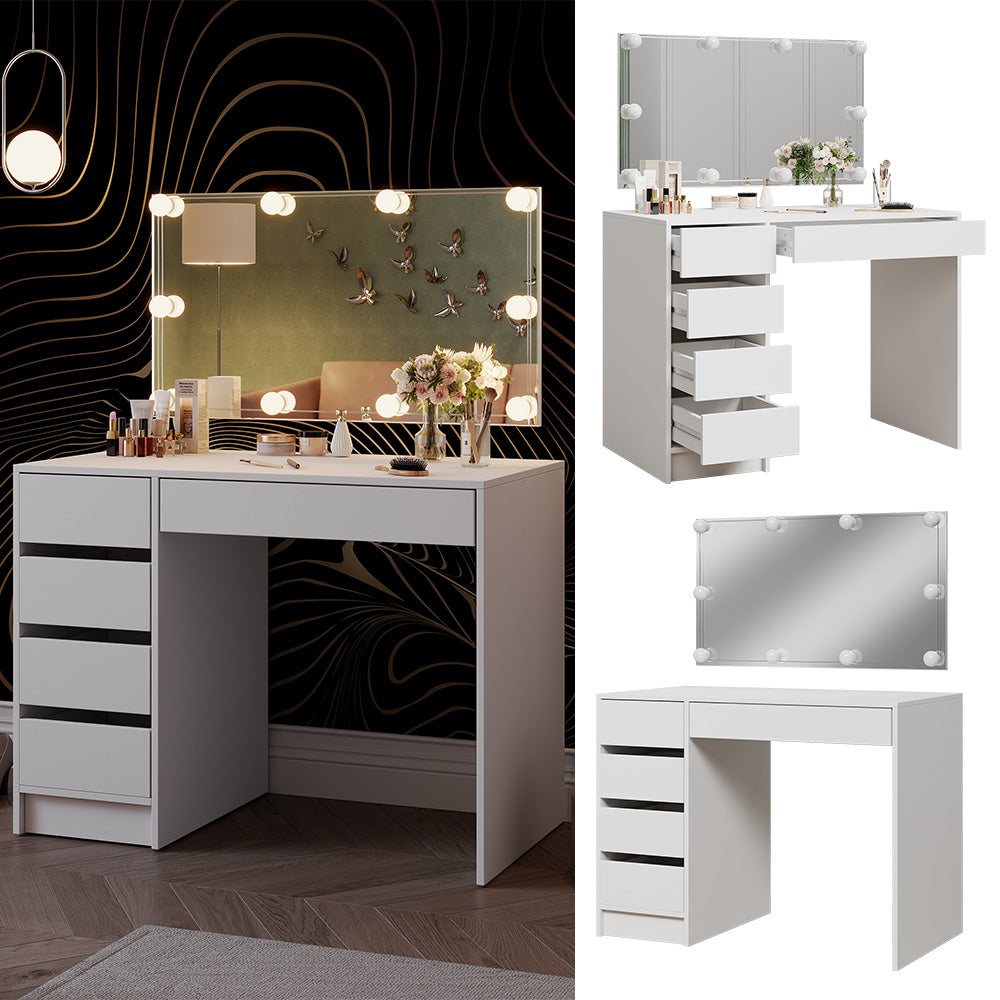 Vicco Tavolo da toilette Bianco 100 cm con illuminazione a LED